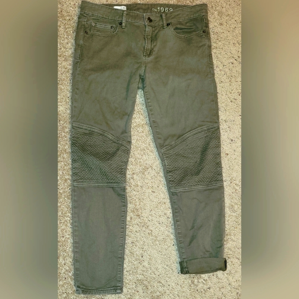 GAP Always Skinny Olive Green Moto Jeans Size 30